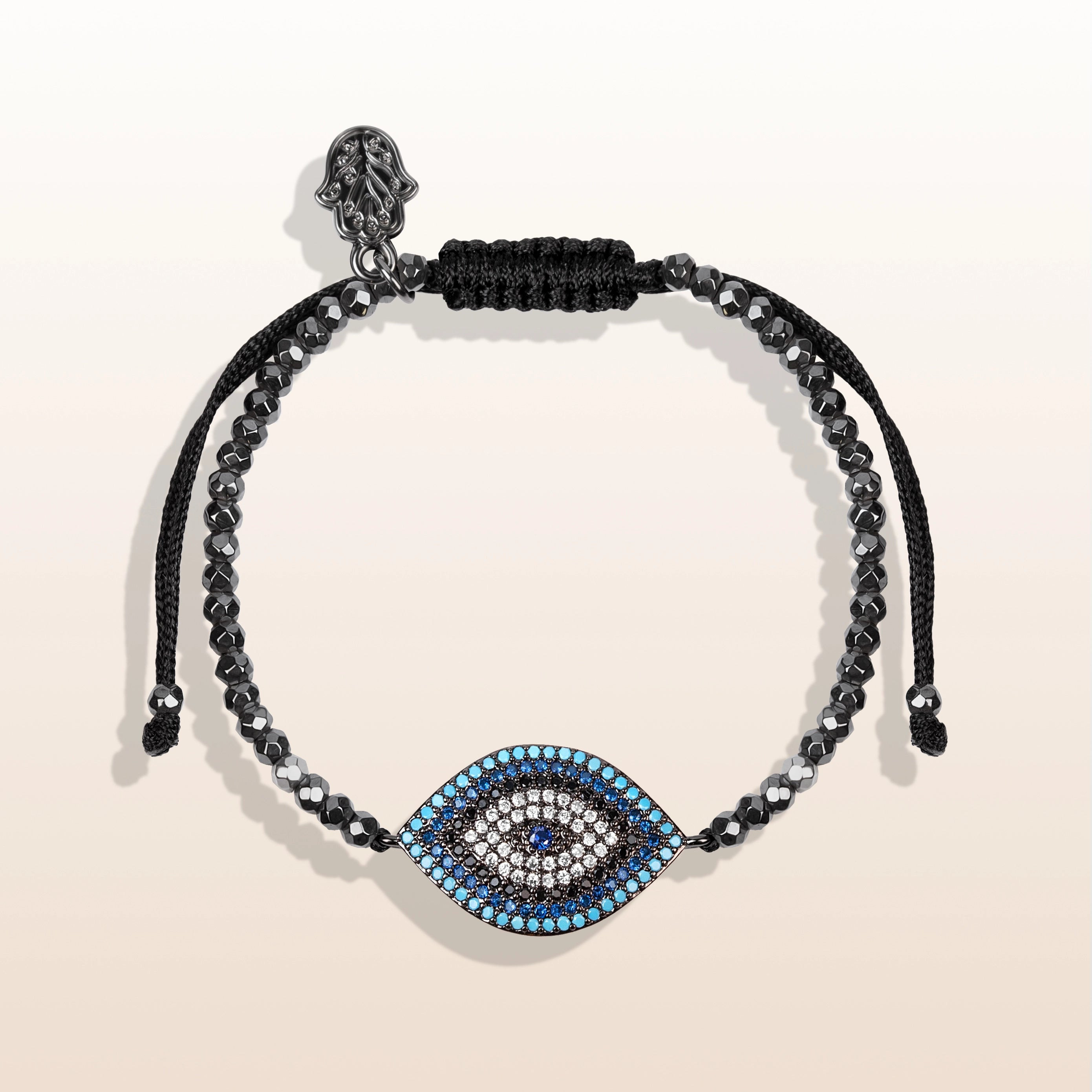 Bright Outlook Hematite Evil Eye Charm Bracelet | Karma and Luck