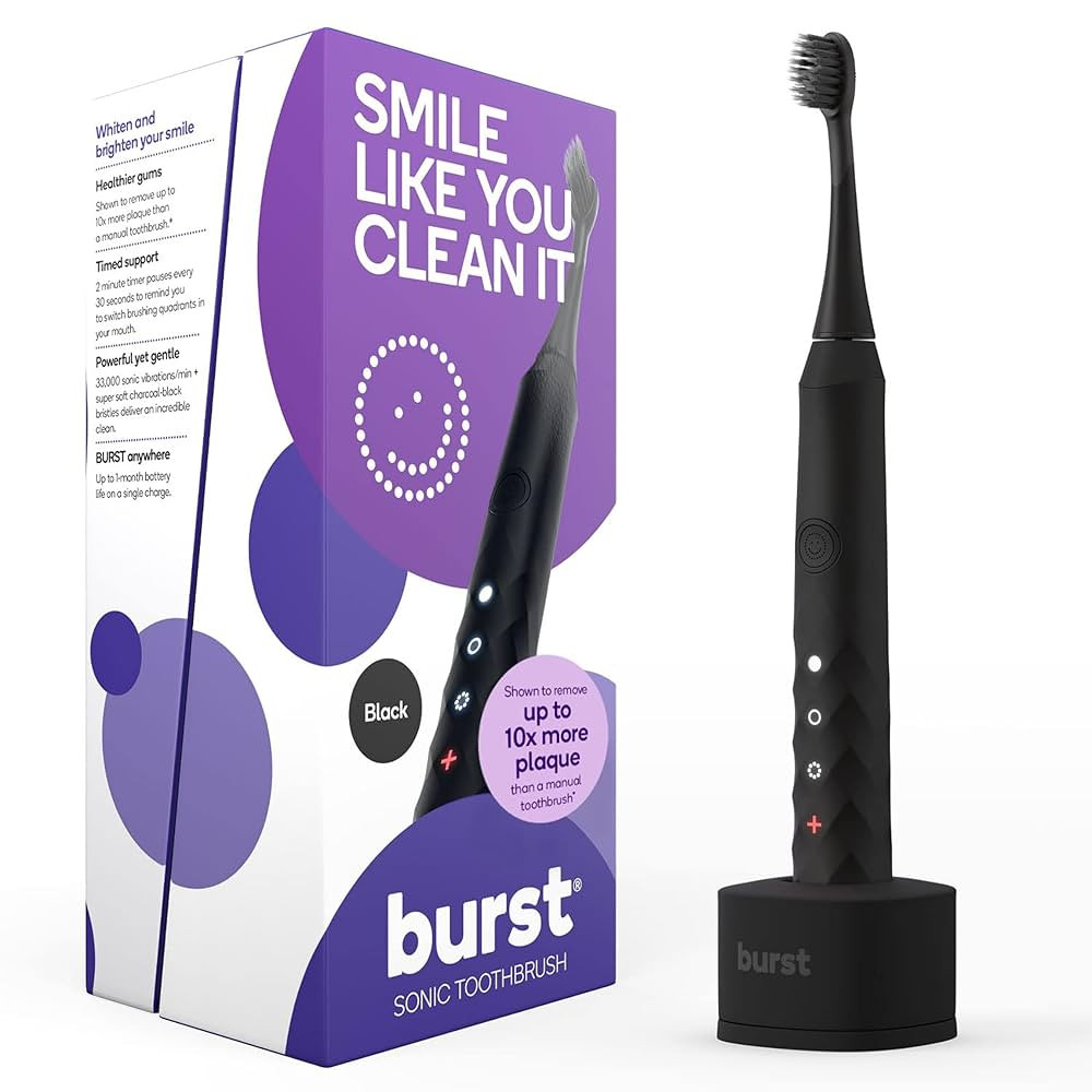 Burst Original Sonic Electric Toothbrush for Adults (Black) | Soft Bristle Deep Clean Stain & Pla... | Amazon (US)