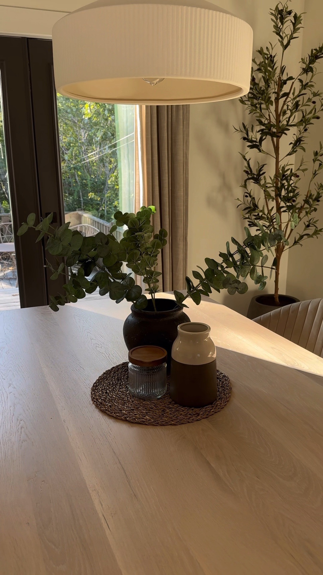 Not everything here can be linked so I am listing where those were purchased! 
 
USE CODE MEGANDAUPHINEE TO SAVE 15% on curtains 

Table- Homesense
Chairs - Structube “Sharon” 
Light fixture- Bouclair “ceramic ceiling lamp white"
Table Setting- Michael’s 
Rest linked 🙌🏼🫶🏼
#home #neutralhome #organicstyledhome

#LTKcanada