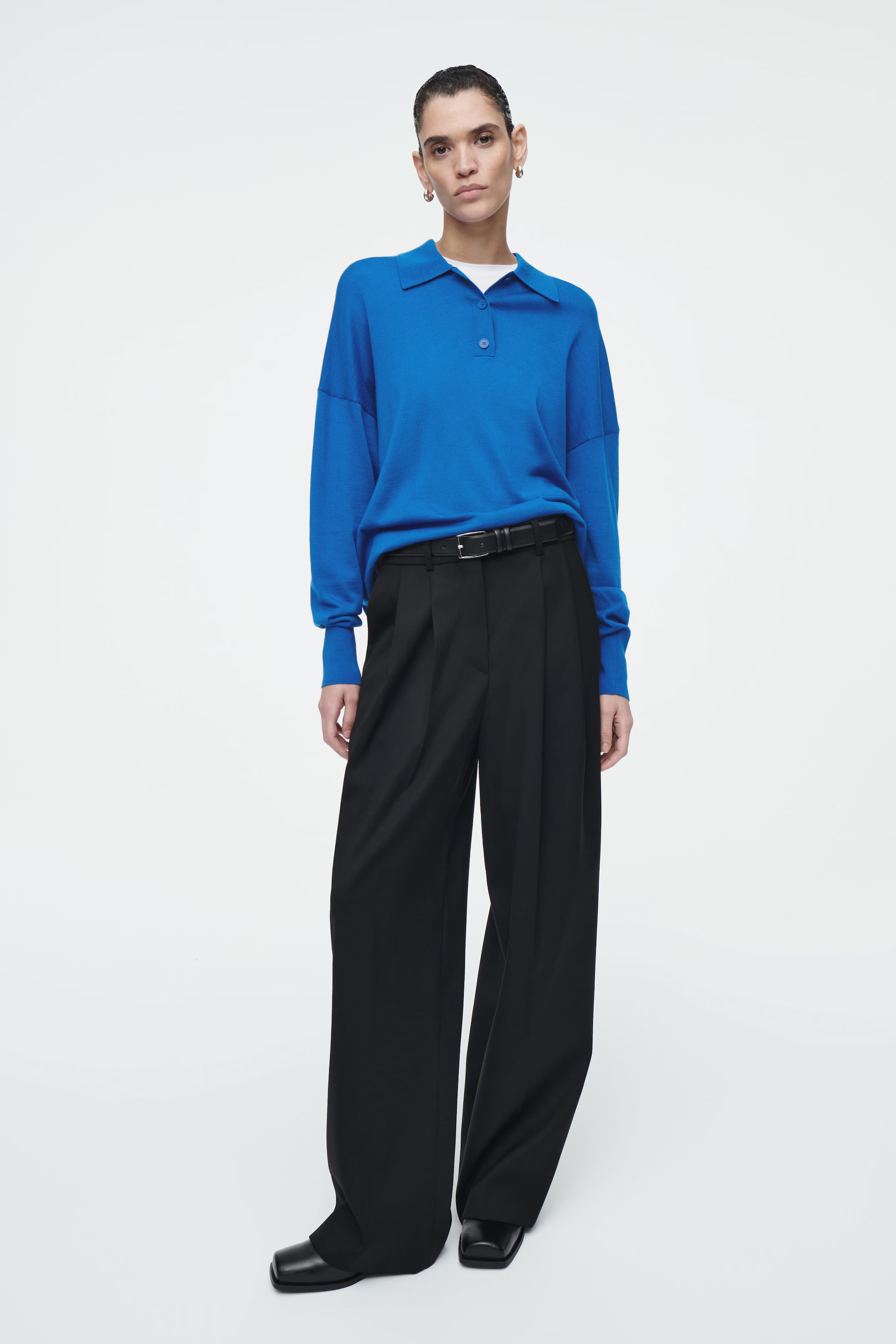 MERINO WOOL POLO SHIRT - BRIGHT BLUE | COS (AU)