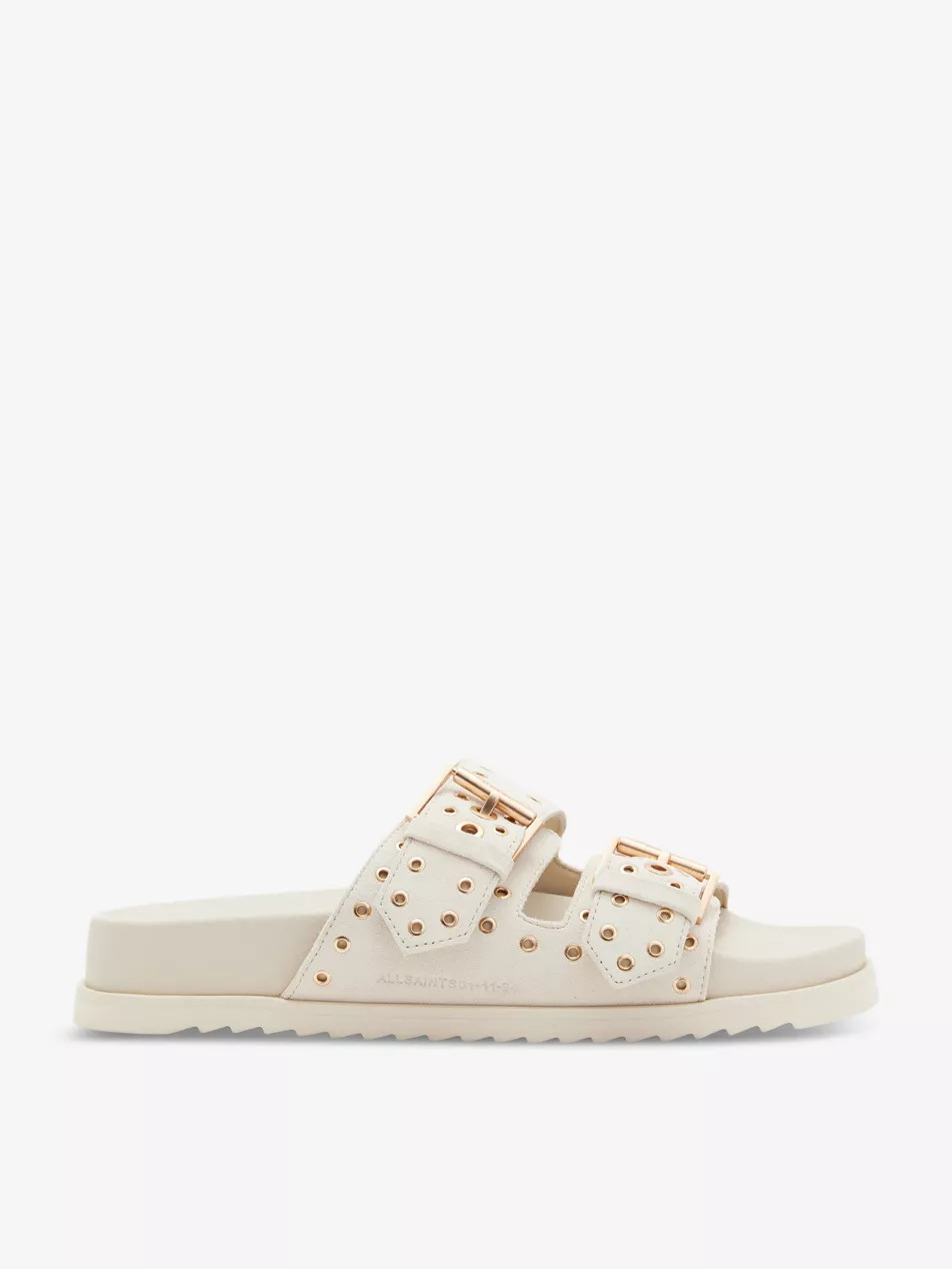 Khai two-strap eyelet-embellished flat leather sandals | Selfridges