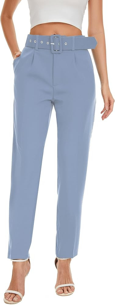 Gudaoprm High Waisted Dress Pants for Women Business Casual Tapered Pants Work Trousers with Pock... | Amazon (US)