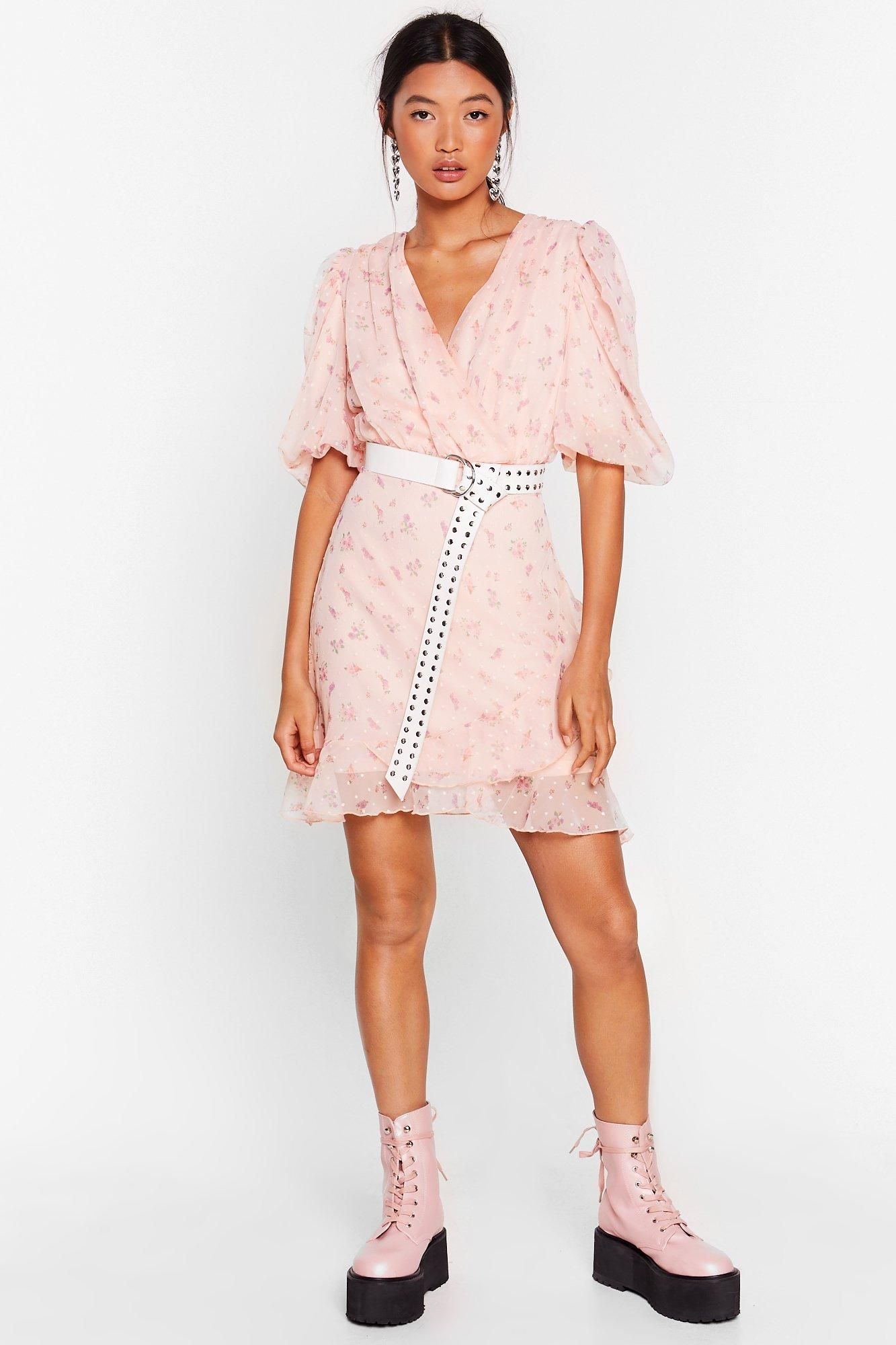 Bud Floral Mini Dress in Chiffon with Ruched Detailing | NastyGal (US & CA)