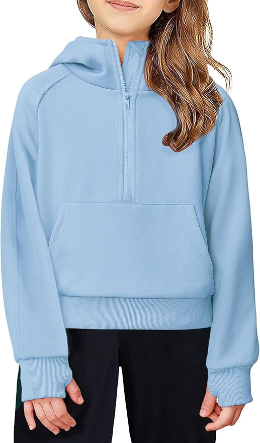 Arshiner Girls Half Zip Sweatshirt Fleece Hooded Pullover for Teen Long Sleeve Tops Fall Winter C... | Amazon (US)