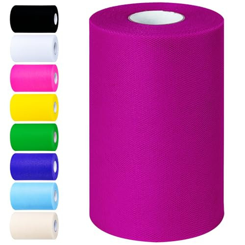 Rose Red Tulle Fabric Rolls 6 Inch by 100 Yards (300 feet) Tulle Roll Spool Fabric for DIY Tutu Skirt Baby Shower Birthday Party Wedding Decorations Christmas Craft Supplies (Rose Red) | Amazon (US)