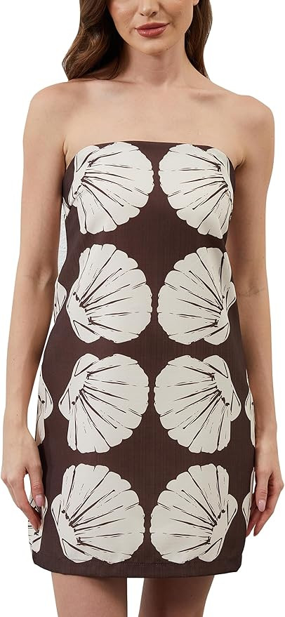 Women Strapless Mini Tube Shell Dress Sexy Bodycon Spaghetti Strap Mini Dresses Going Out Short P... | Amazon (US)