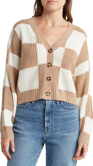 Love Tree Checkered V-Neck Cardigan | Nordstromrack | Nordstrom Rack