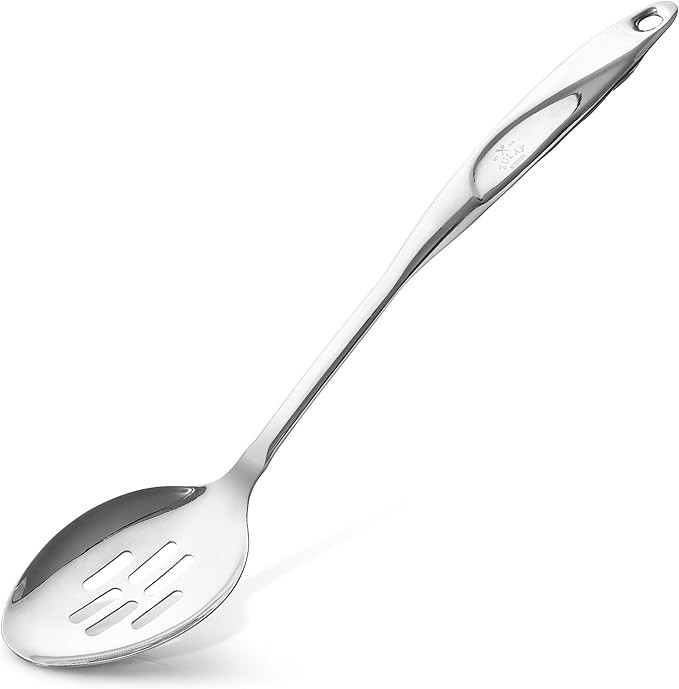 Zulay Kitchen Stainless Steel Slotted Spoon - 15” Large Cooking & Serving Spoon with Ergonomic ... | Amazon (US)