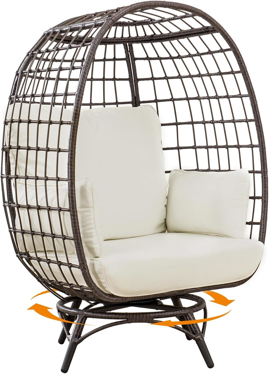 Sunjoy Cuddle Wicker Swivel Lounge, Oversized Indoor Outdoor Egg Chair with 4 Cushions for Patio,... | Amazon (US)