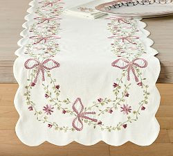 LoveShackFancy Embroidered Bow Table Runner | Pottery Barn (US)