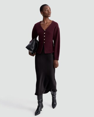 F&F V Neck Buttoned Co-ord Cardigan in Burgundy | Tesco F&F