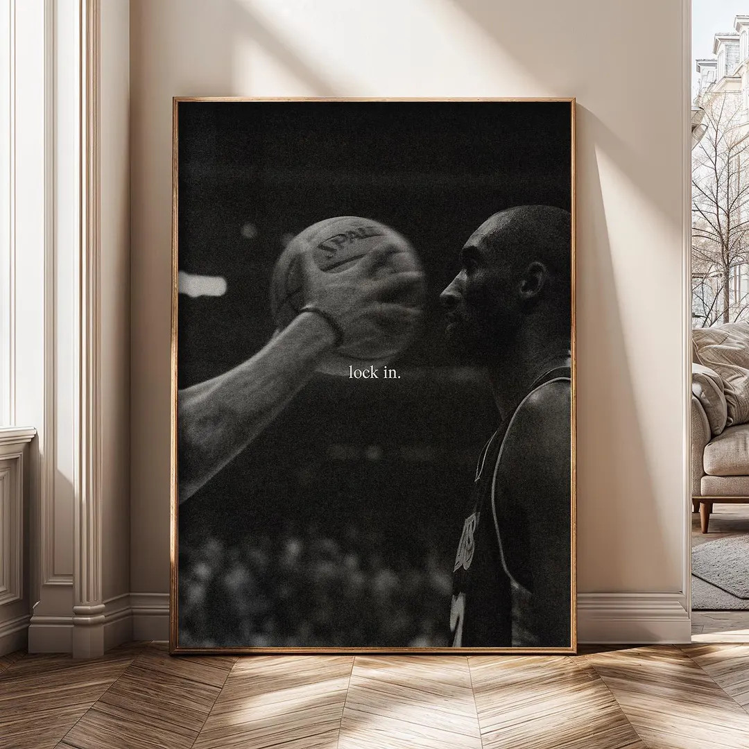 Kobe Bryant Lock in Motivational Wall Art – Black & White Basketball Poster, Canvas Print, Fram... | Etsy (US)