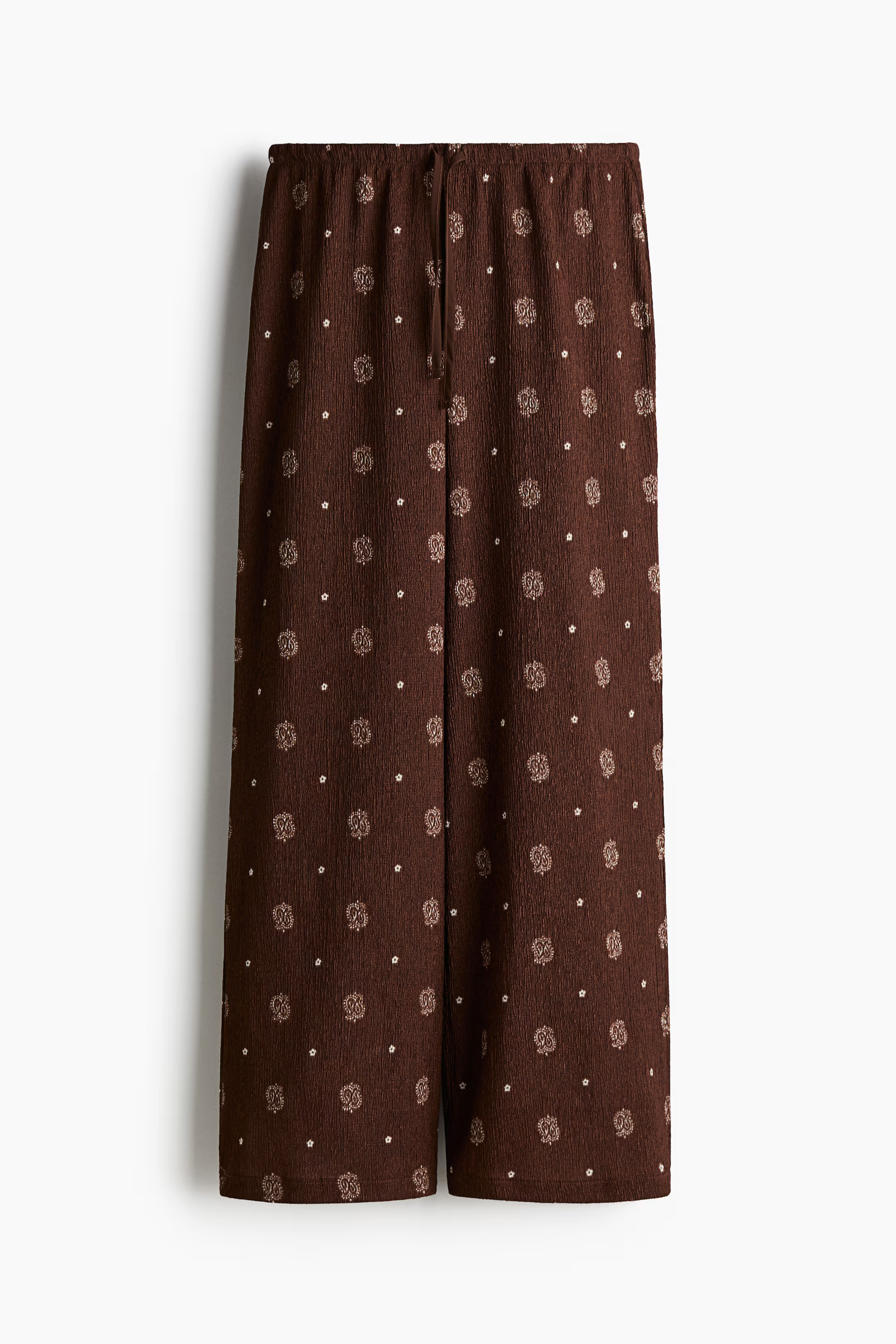 Crinkled Drawstring Pants - Dark brown/patterned - Ladies | H&M US | H&M (US + CA)