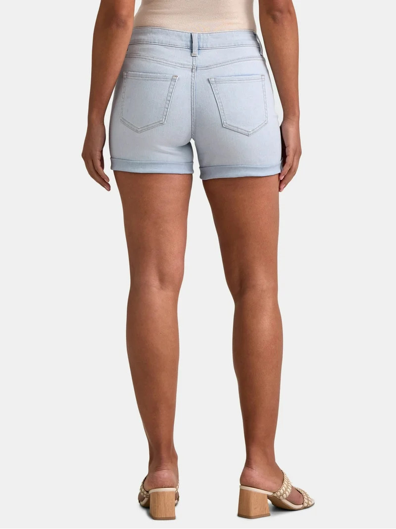 Time and Tru Women's Rolled Cuff Denim Shorts, 4" Inseam, Size 0-22 | Walmart (US)