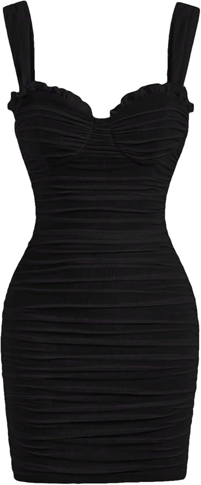 Verdusa Women's Sleeveless Sweetheart Neck Ruched Bodycon Pencil Short Dress | Amazon (US)