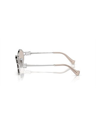 Miu Miu Oval Silver Ivory Mirror Sunglasses | David Jones | David Jones (Australia & New Zealand)