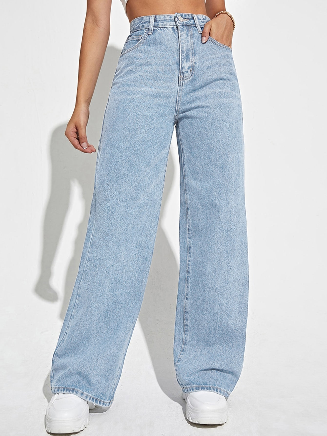 SHEIN EZwear High Waist Wide Leg Jeans | SHEIN