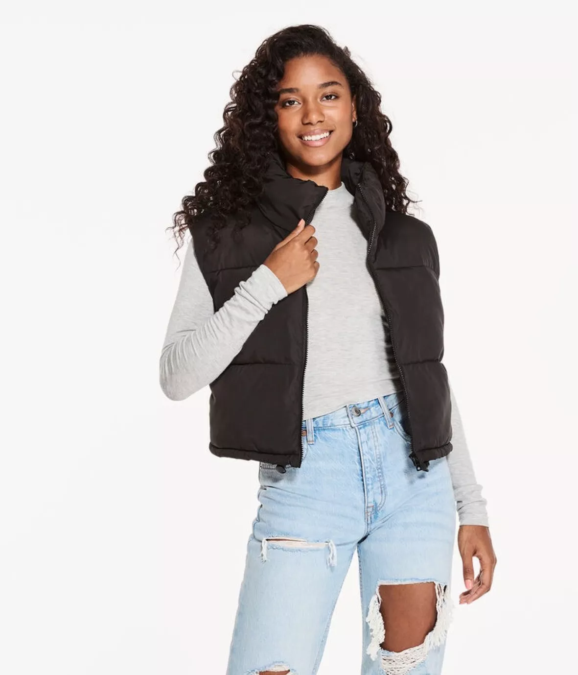 Black High Neck Cropped Puffer Vest curated on LTK