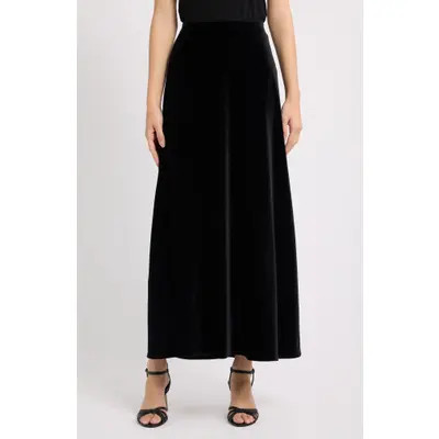 Anne Klein Bias Flared Velvet Maxi Skirt in Anne Black at Nordstrom, Size X-Small | Nordstrom