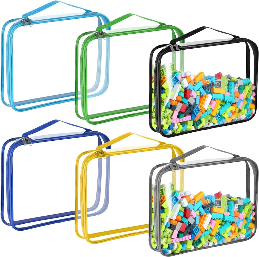Sanwuta 6 Packs Toy Storage Bags, PVC Organizing Bags with Zipper, Waterproof Toy Bags for Board ... | Amazon (US)