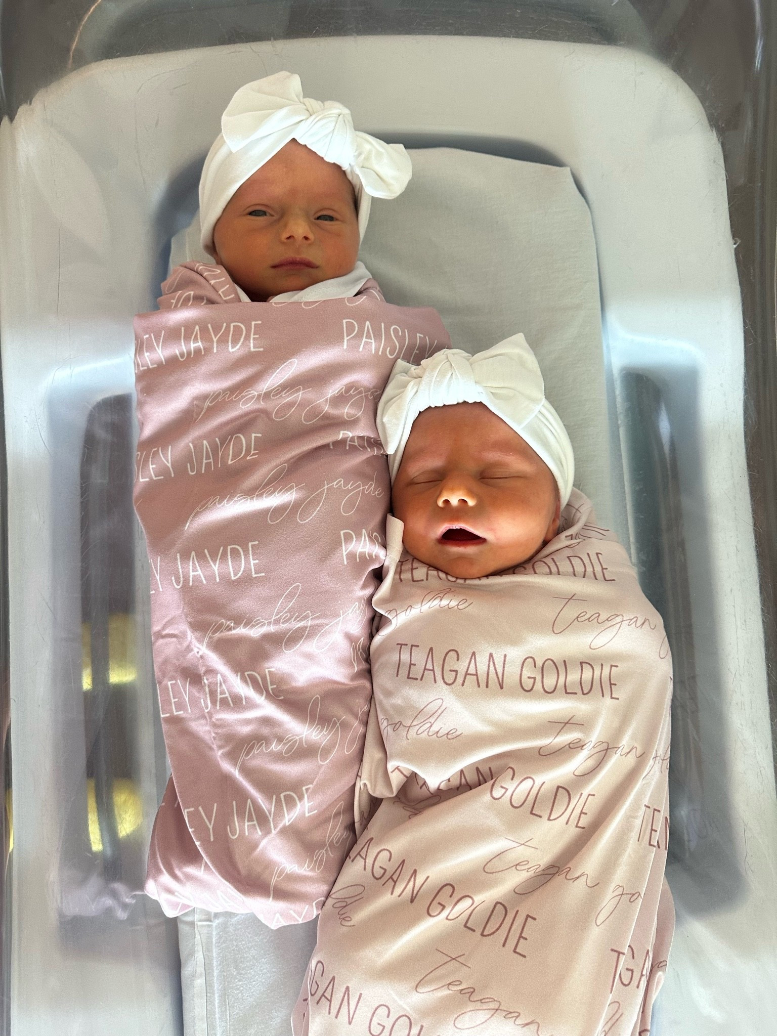 Newborn birth announcement | custom name swaddles | twin girl swaddles with their name on. Use code AFREIER for 20% off 🤍🤍

#LTKmomlife #LTKBump #LTKBaby