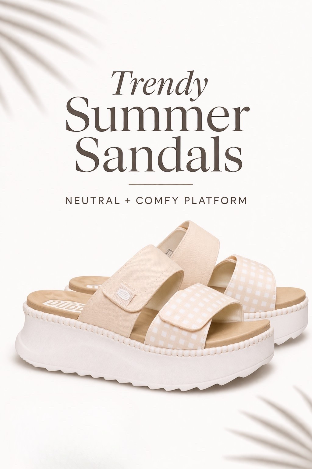 Trendy Summer Sandlas: HeyDude Delray Sandal Gingham

I usually wear a size 8.5, but got a size 9 in these sandals and they are perfect! They have adjustable straps, so even if you have wide feet they would still fit!

~beige platform sandals, neutral sandals, summer sandals women, comfy sandals, casual summer shoes, everyday sandals, slip on sandals, double strap sandals, velcro sandals, cushioned sandals, lightweight sandals, trendy summer shoes, neutral outfit shoes, cream sandals, tan sandals, platform slides, vacation outfits, beach sandals, spring summer style, minimal style shoes, everyday wear sandals, comfortable fashion, neutral aesthetic, soft girl style, cute summer shoes

#LTKSeasonal