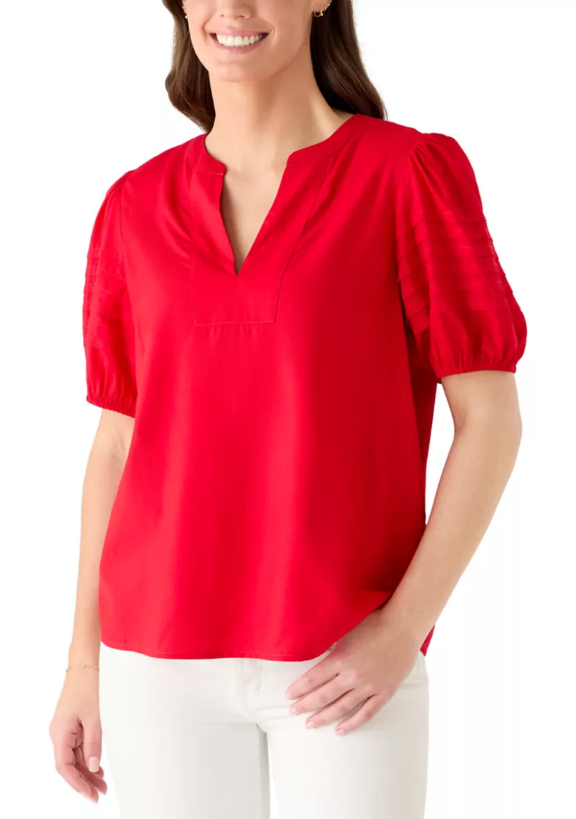 Women's Short Sleeve Notch Neck Top | Belk