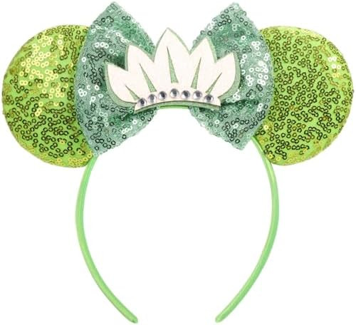 ETLUK Mouse Ears Headband, Green Sequin Princess Crown Headband for Adult Women Girls, Parks Ears... | Amazon (US)