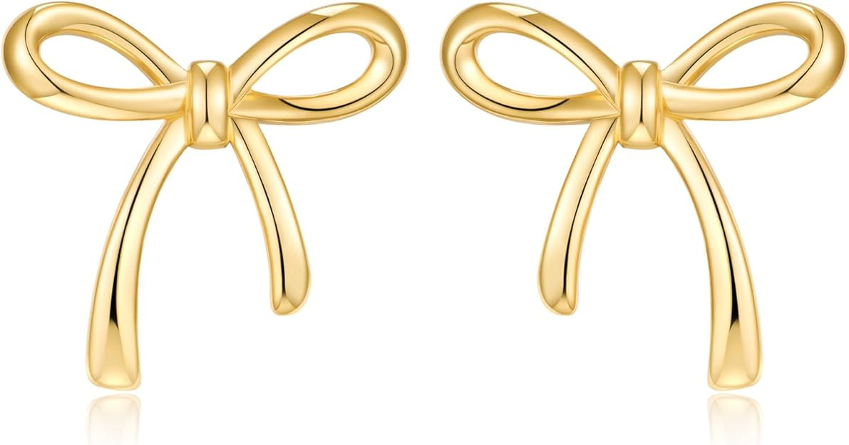 Gold Silver Bow Stud Earrings for Women Bow Jewelry Simple Earrings | Amazon (US)