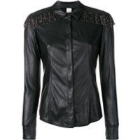 Pinko beaded fringe faux leather shirt - Noir | Farfetch FR
