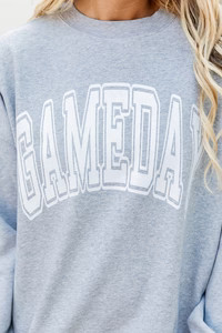 Gameday Block Grey Oversized Graphic Sweatshirt | Pink Lily
