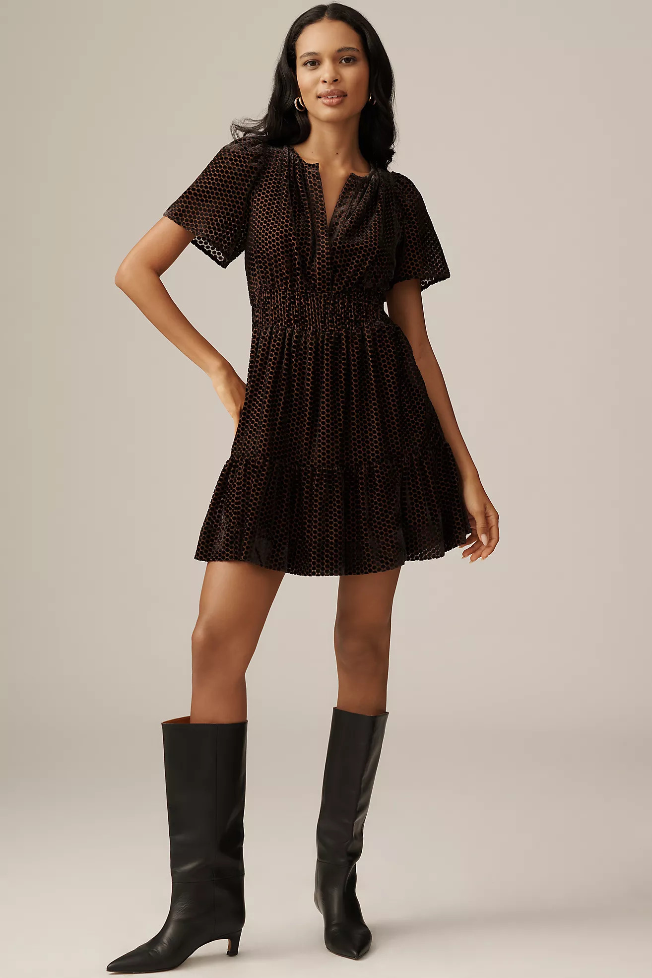 The Somerset Velvet Mini Dress | Anthropologie (US)