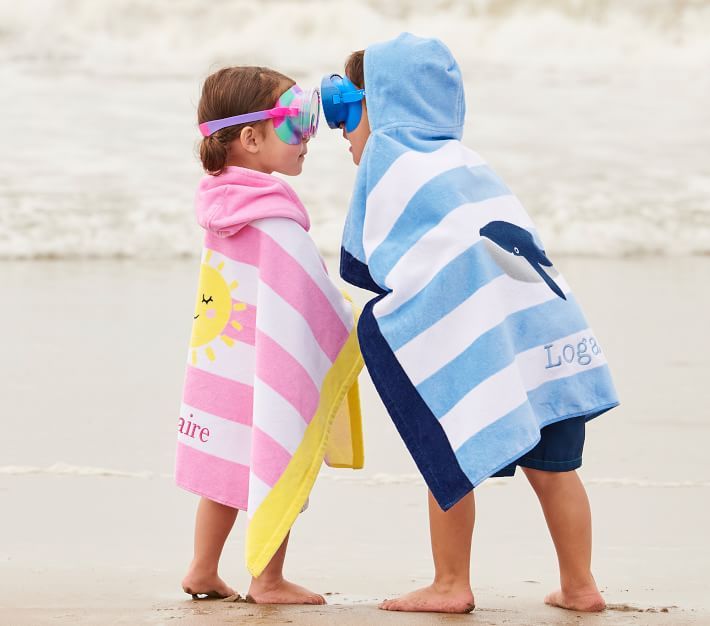 Sunshine Stripe Kid Beach Hooded Towel | Pottery Barn Kids