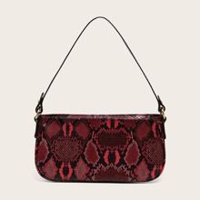 Snakeskin Print Baguette Bag | SHEIN