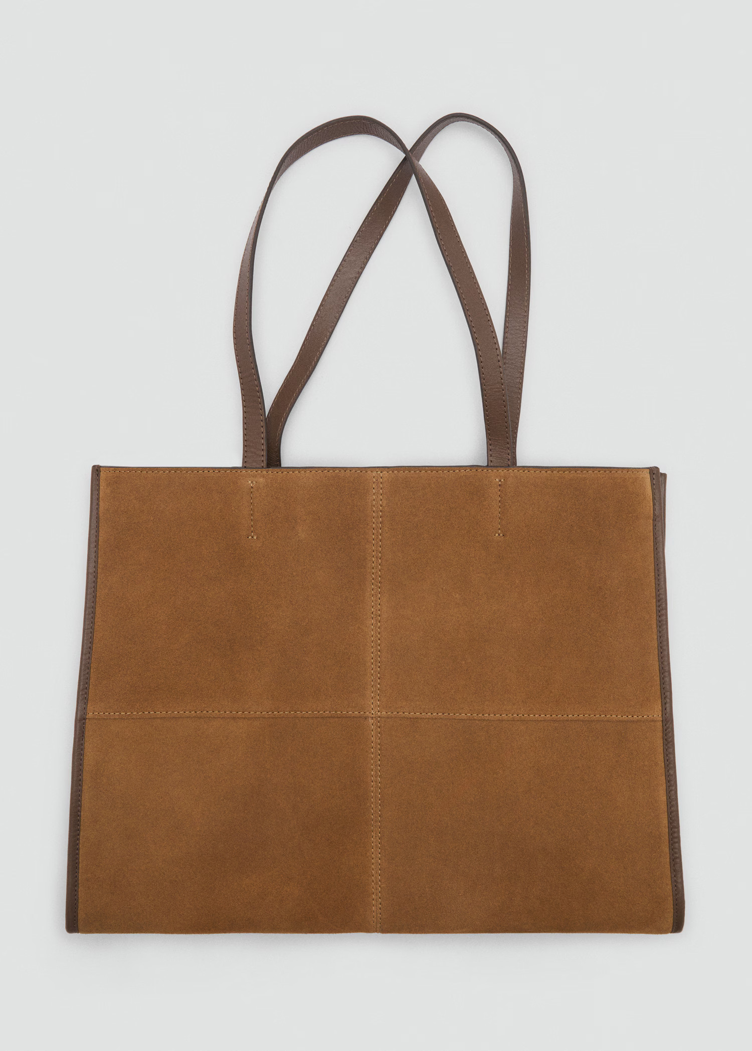 Leather shopper bag with stitching - Women | MANGO United Kingdom | MANGO (UK)