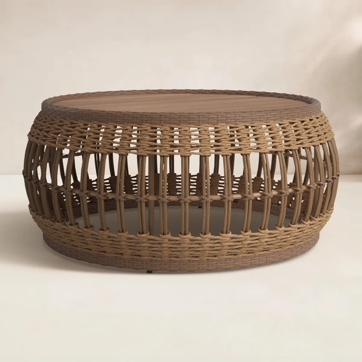 Dunkirk Round Wicker Outdoor Coffee Table , 24'' in. W 34'' in. D | Wayfair North America