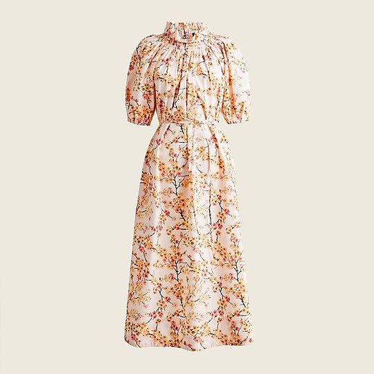 Smocked neck puff-sleeve dress in cherry blossoms | J.Crew US