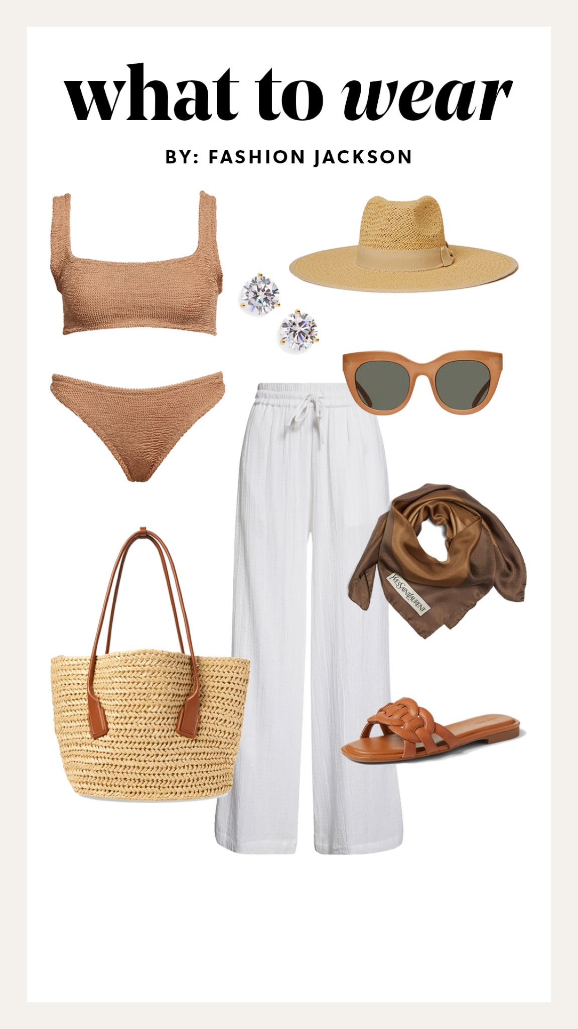 Beach outfit, swim outfit, bikini, swimsuit, hunza g, sandals, beach pants, sun hat, straw tote #swim #bikini 

#LTKunder100 #LTKstyletip #LTKswim
