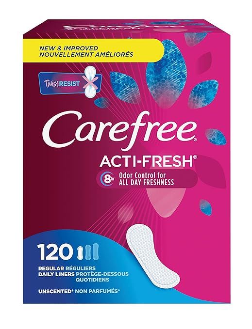 Carefree Acti-Fresh Panty Liners, Soft and Flexible Feminine Care Protection, Regular, 120 Count | Amazon (US)