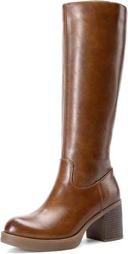 DREAM PAIRS Womens Knee High Round Toe Platform Boots | Amazon (US)