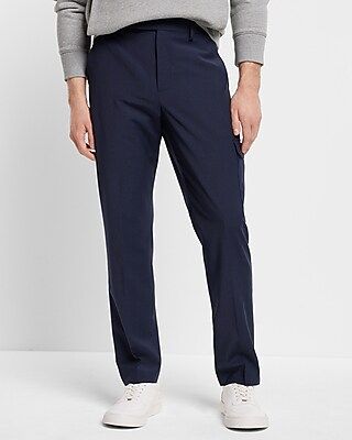 Men's Slim Navy Wool-Blend Modern Tech Cargo Dress Pants Blue W32 L34 | Express