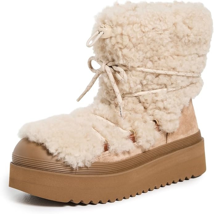 Tory Burch Women's Mellow Shearling Lace Up Boots | Amazon (US)