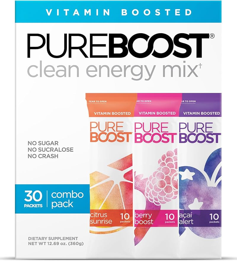 Pureboost Sugar-Free Clean Energy Booster, Refreshing Energy Drink Mix with B12 Vitamins, Electro... | Amazon (US)