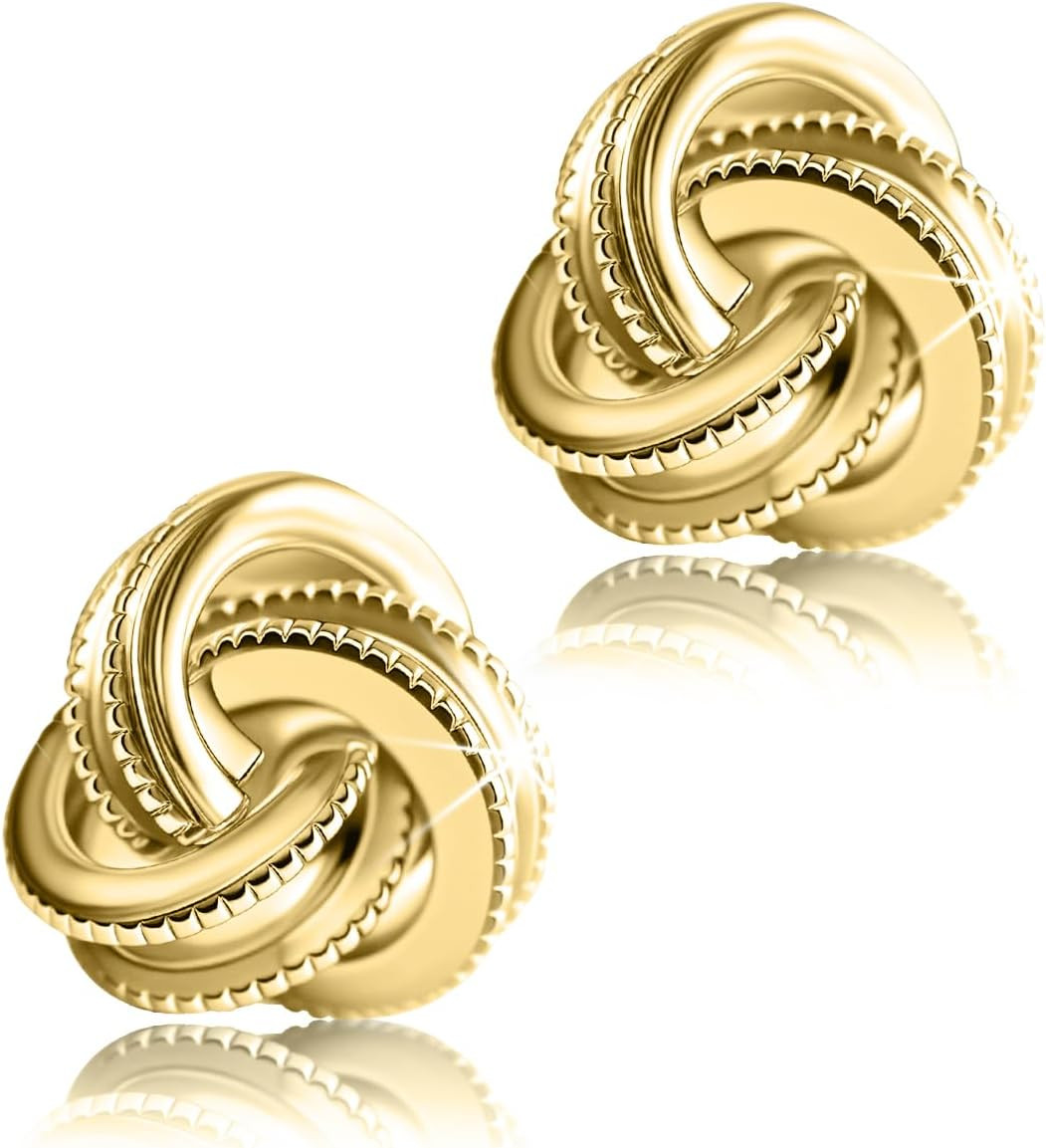 Gold Plated Sterling Silver Studs Love Knot Earrings For Women | Hypoallergenic & Nickle Free Jewelry for Sensitive Ears | Amazon (US)