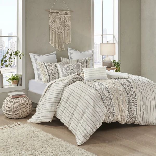 Admir Ivory/Gray Standard Cotton Traditional 3 Piece Comforter Set | Wayfair North America