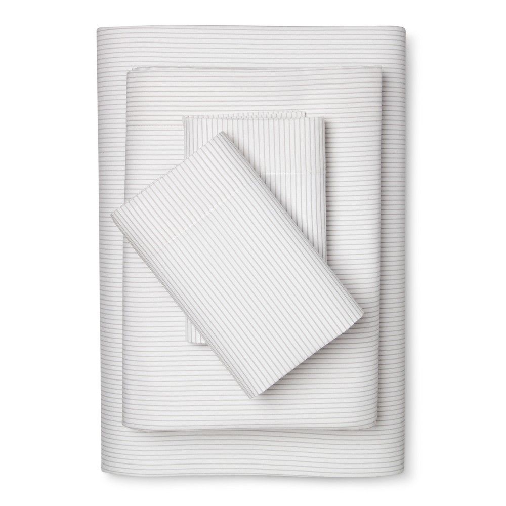 King Striped Microfiber Sheet Set Gray - Room Essentials | Target