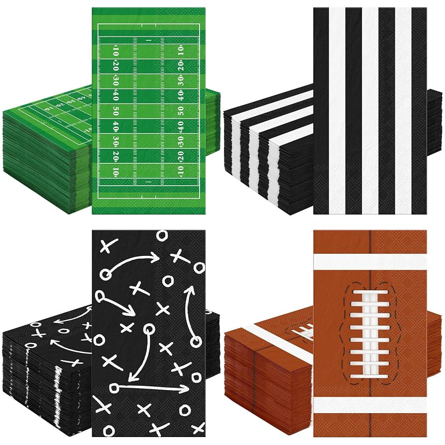 120 Count Football Party Napkins, 3-Ply Paper, Black, White, 4.33 x 7.87 Inch, Football Party Dec... | Amazon (US)