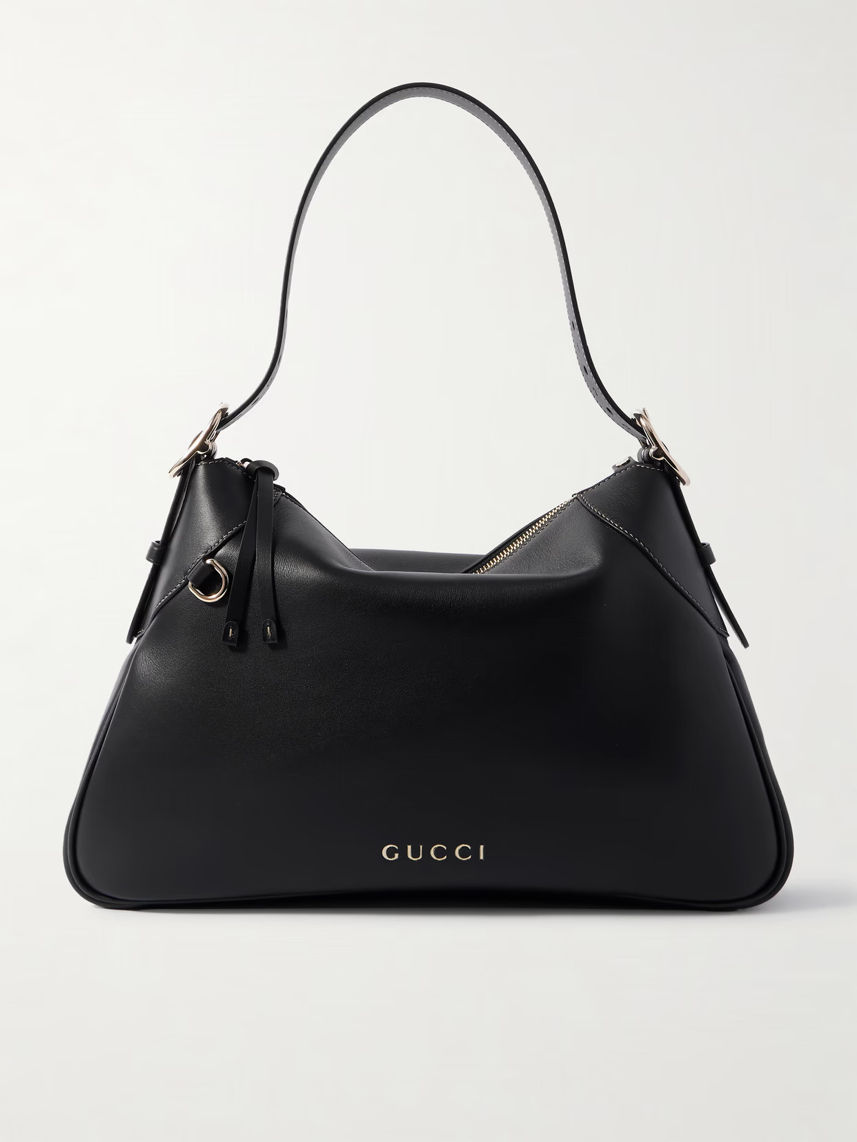 Gucci - Gg Emblem Leather Shoulder Bag - Black | NET-A-PORTER (US)