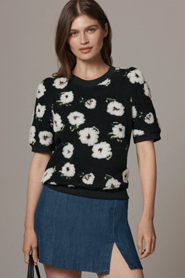 By Anthropologie Short-Sleeve Sherpa Fleece Top | Anthropologie (US)