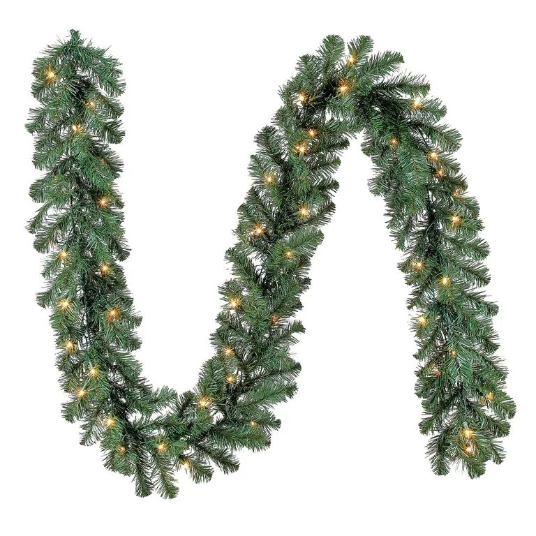 Pre-Lit Napa Artificial Christmas Garland, Clear Incandescent Lights, 9 ft, by Holiday Time | Walmart (US)